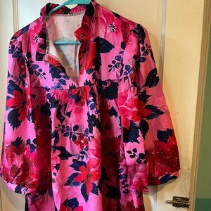 Womens' Floral Blouse in Pinks Size L